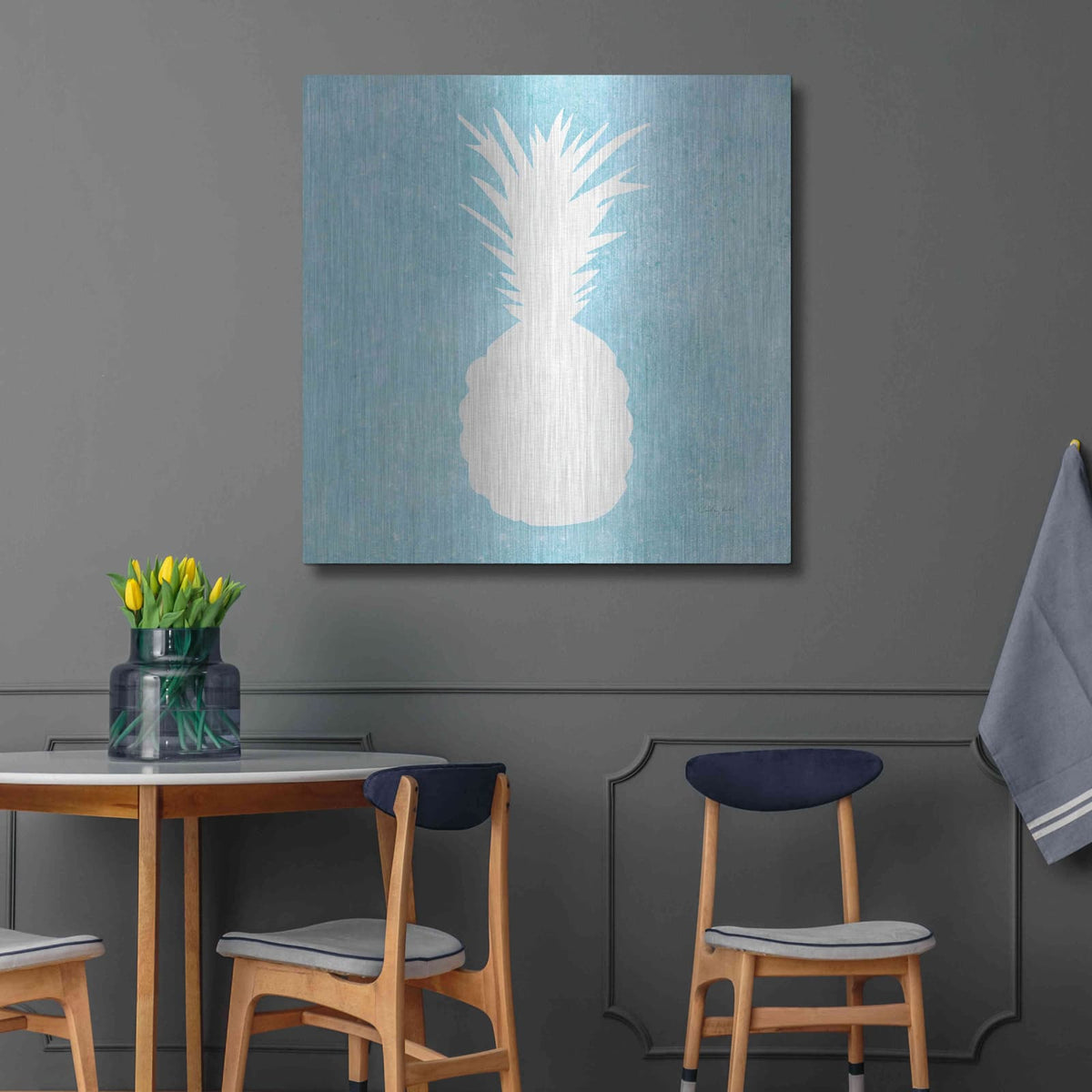 'Tropical Fun Pineapple Silhouette I' by Courtney Prahl – Metal Wall Art, 36x36 room view