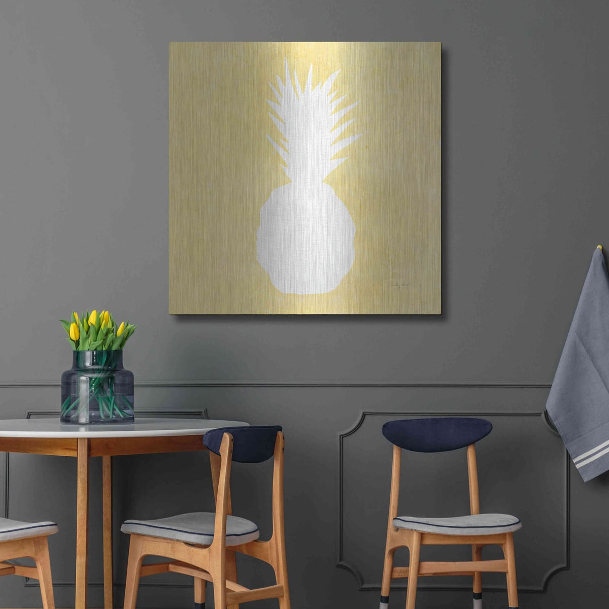 'Tropical Fun Pineapple Silhouette II' by Courtney Prahl – Metal Wall Art, 36x36 room view