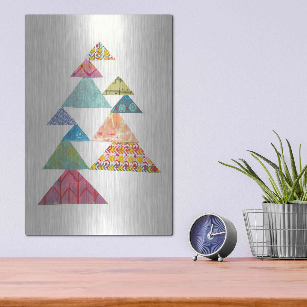 'Modern Abstract Triangles I' by Courtney Prahl – Metal Wall Art, 12x16 room view