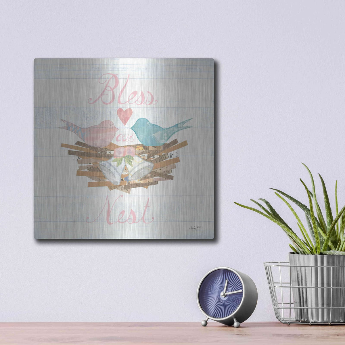 'Lovebirds III' by Courtney Prahl – Metal Wall Art, 12x12 room view