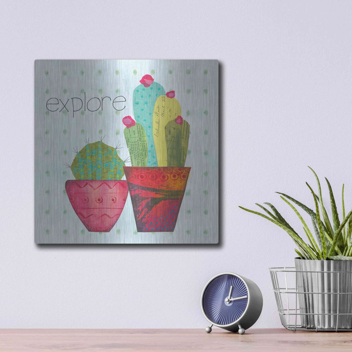 'Southwest Cactus I' by Courtney Prahl – Metal Wall Art, 12x12 room view