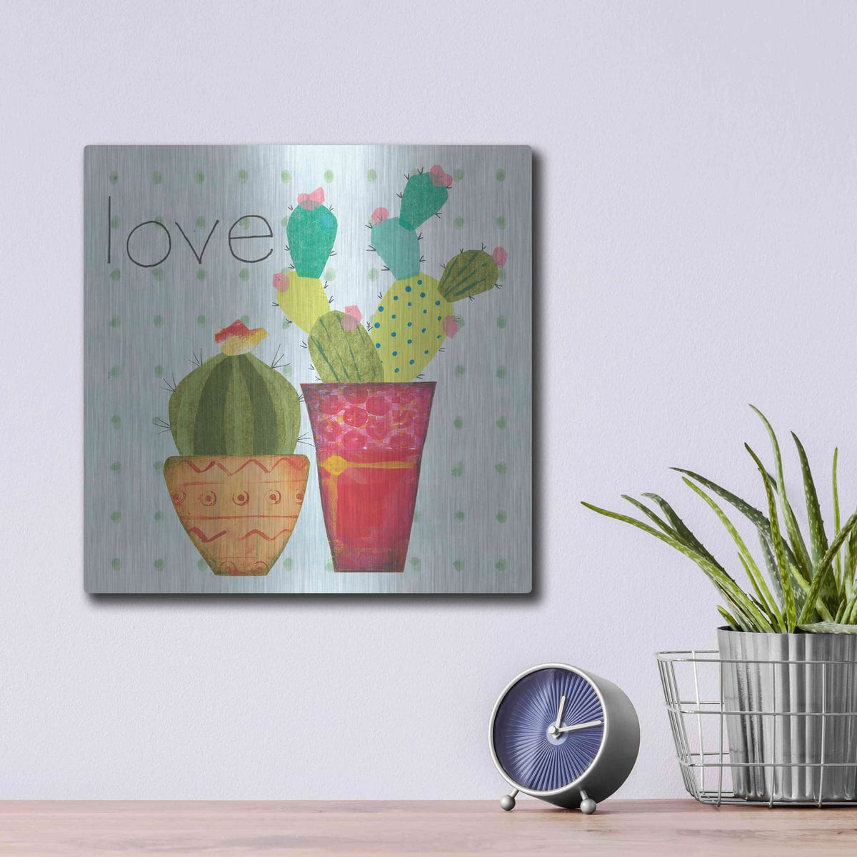 'Southwest Cactus III' by Courtney Prahl – Metal Wall Art, 12x12 room view