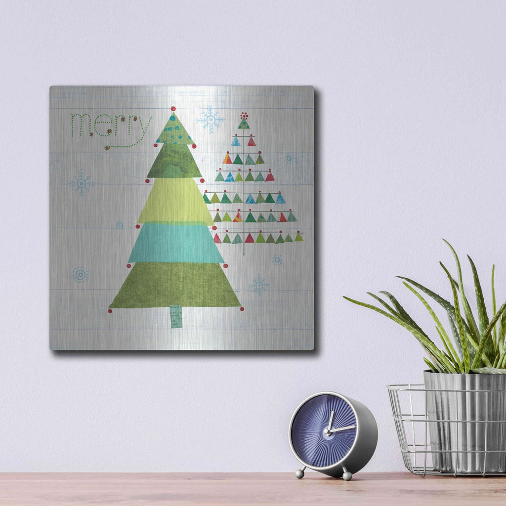 'Christmas Patchwork I' by Courtney Prahl – Metal Wall Art, 12x12 room view