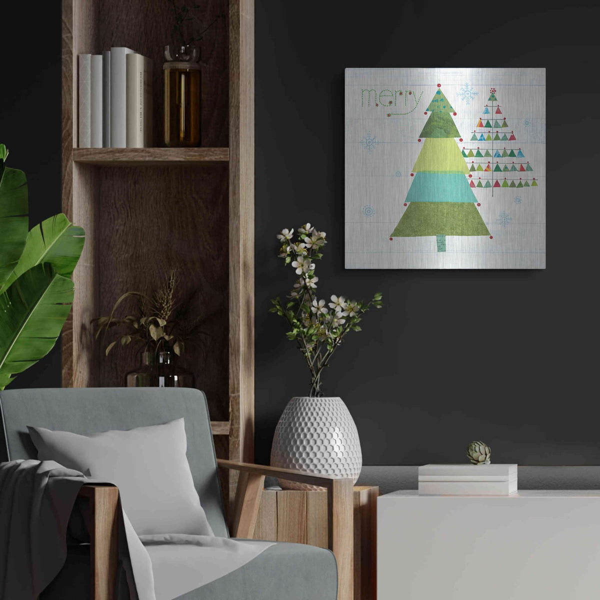 'Christmas Patchwork I' by Courtney Prahl – Metal Wall Art, 24x24 room view