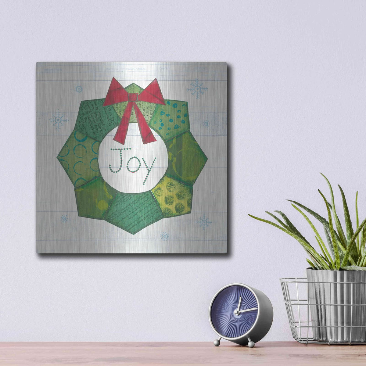 'Christmas Patchwork II' by Courtney Prahl – Metal Wall Art, 12x12 room view