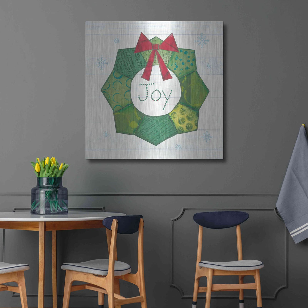 'Christmas Patchwork II' by Courtney Prahl – Metal Wall Art, 36x36 room view
