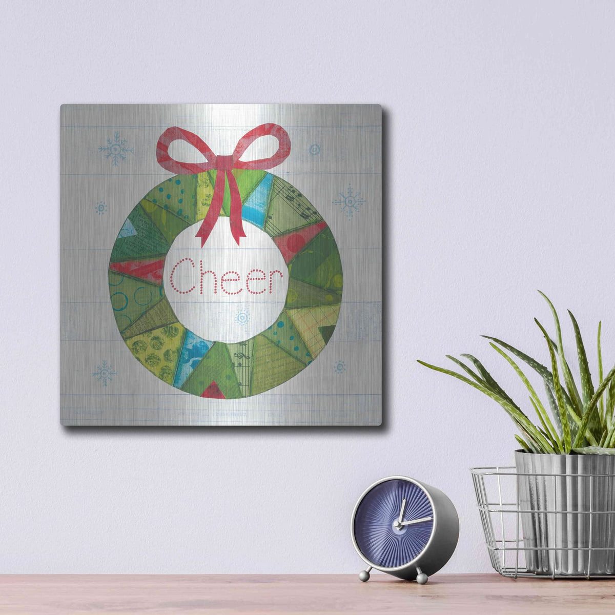 'Christmas Patchwork III' by Courtney Prahl – Metal Wall Art, 12x12 room view