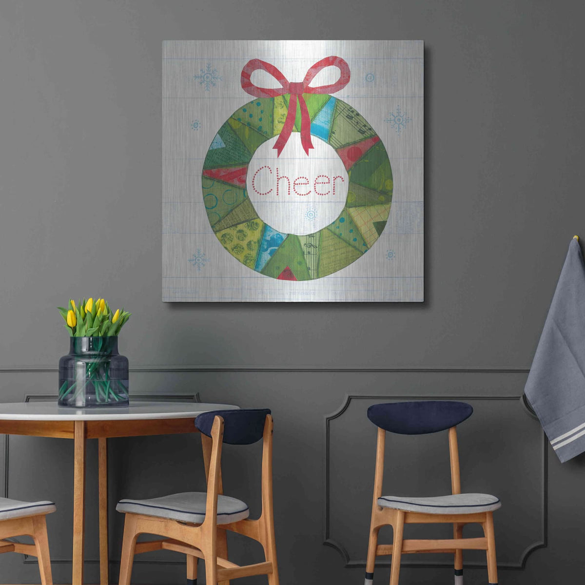 'Christmas Patchwork III' by Courtney Prahl – Metal Wall Art, 36x36 room view