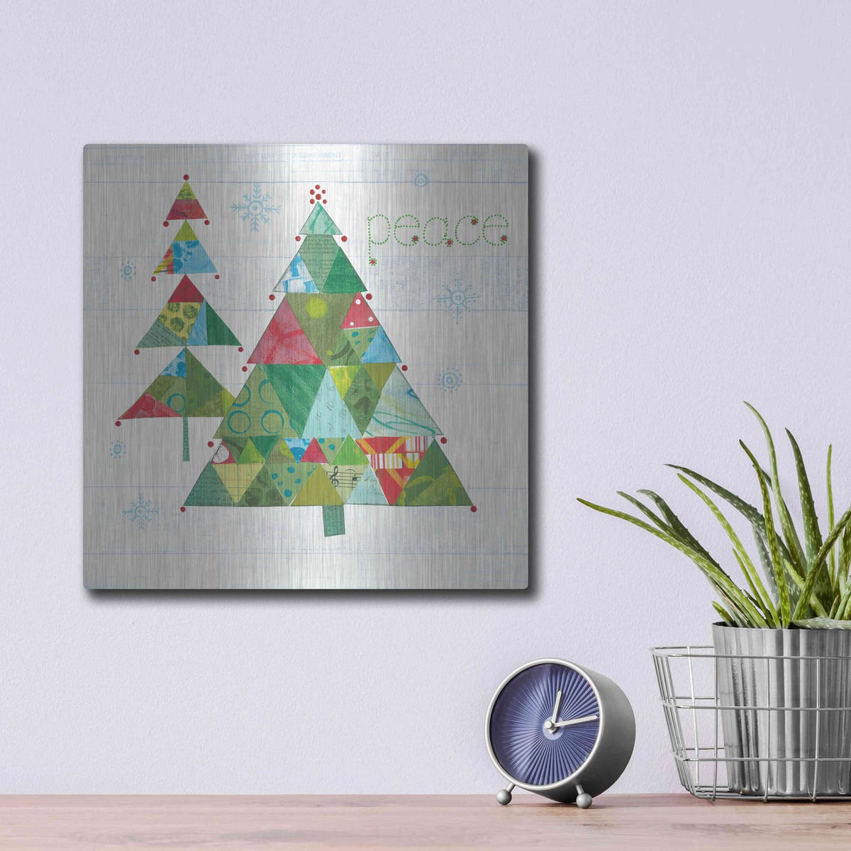'Christmas Patchwork IV' by Courtney Prahl – Metal Wall Art, 12x12 room view