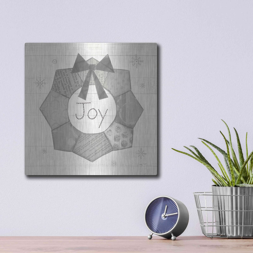 'Christmas Patchwork II Neutral' by Courtney Prahl – Metal Wall Art, 12x12 room view