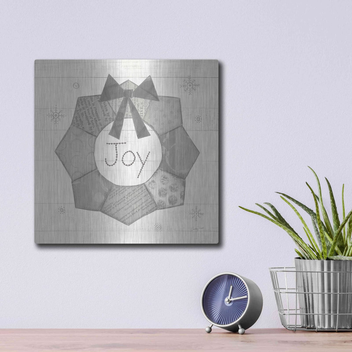 'Christmas Patchwork II Neutral' by Courtney Prahl – Metal Wall Art, 12x12 room view