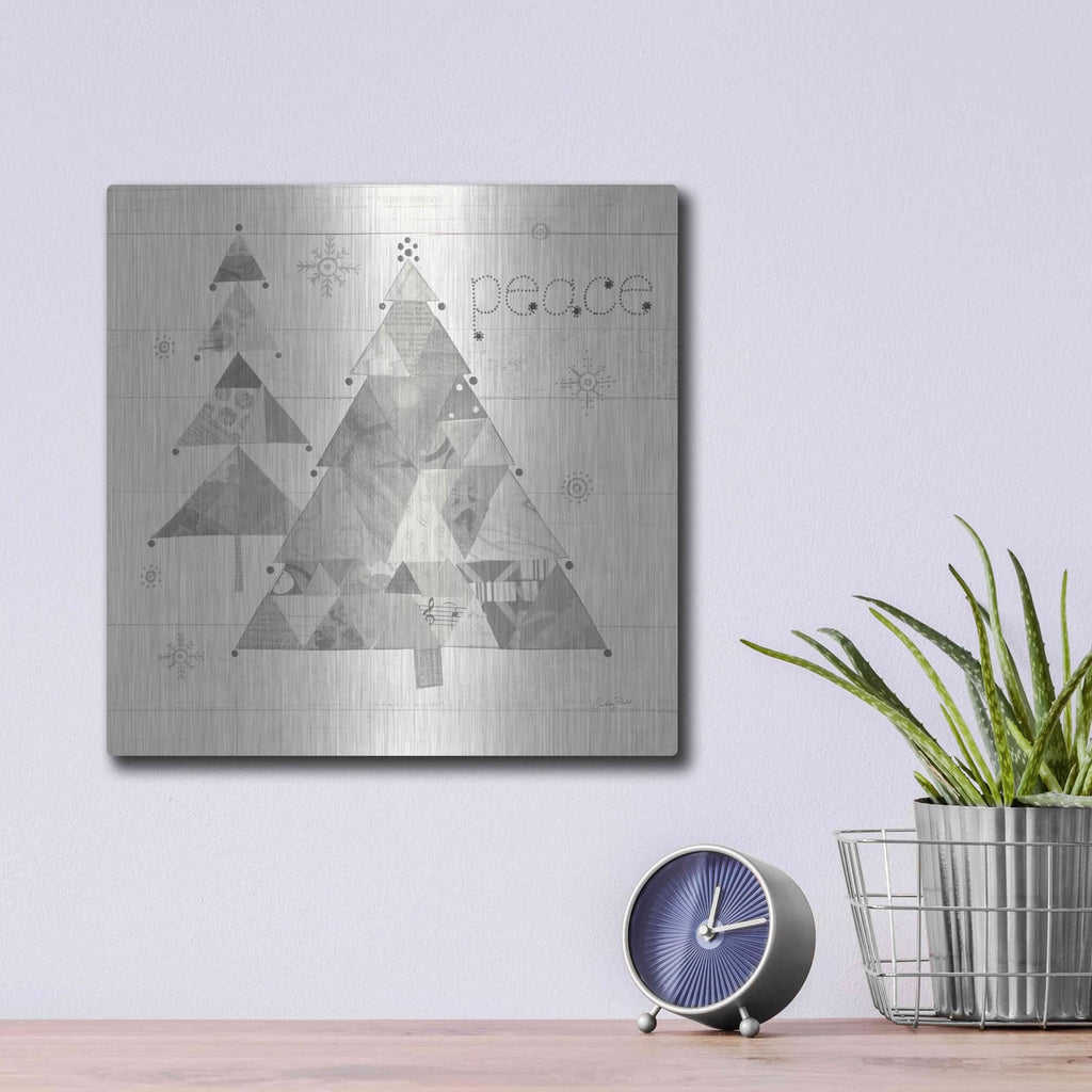 'Christmas Patchwork IV Neutral' by Courtney Prahl – Metal Wall Art, 12x12 room view