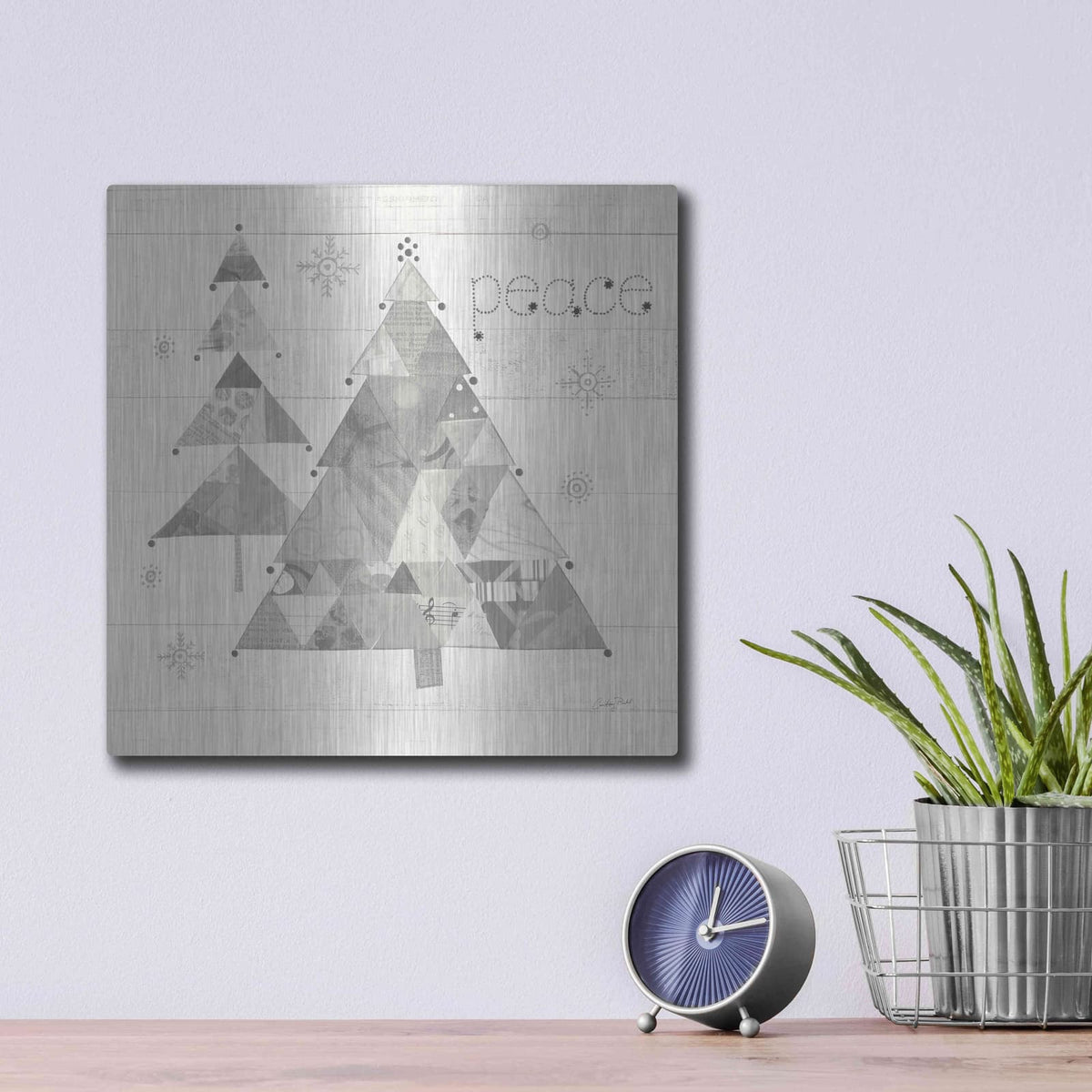 'Christmas Patchwork IV Neutral' by Courtney Prahl – Metal Wall Art, 12x12 room view