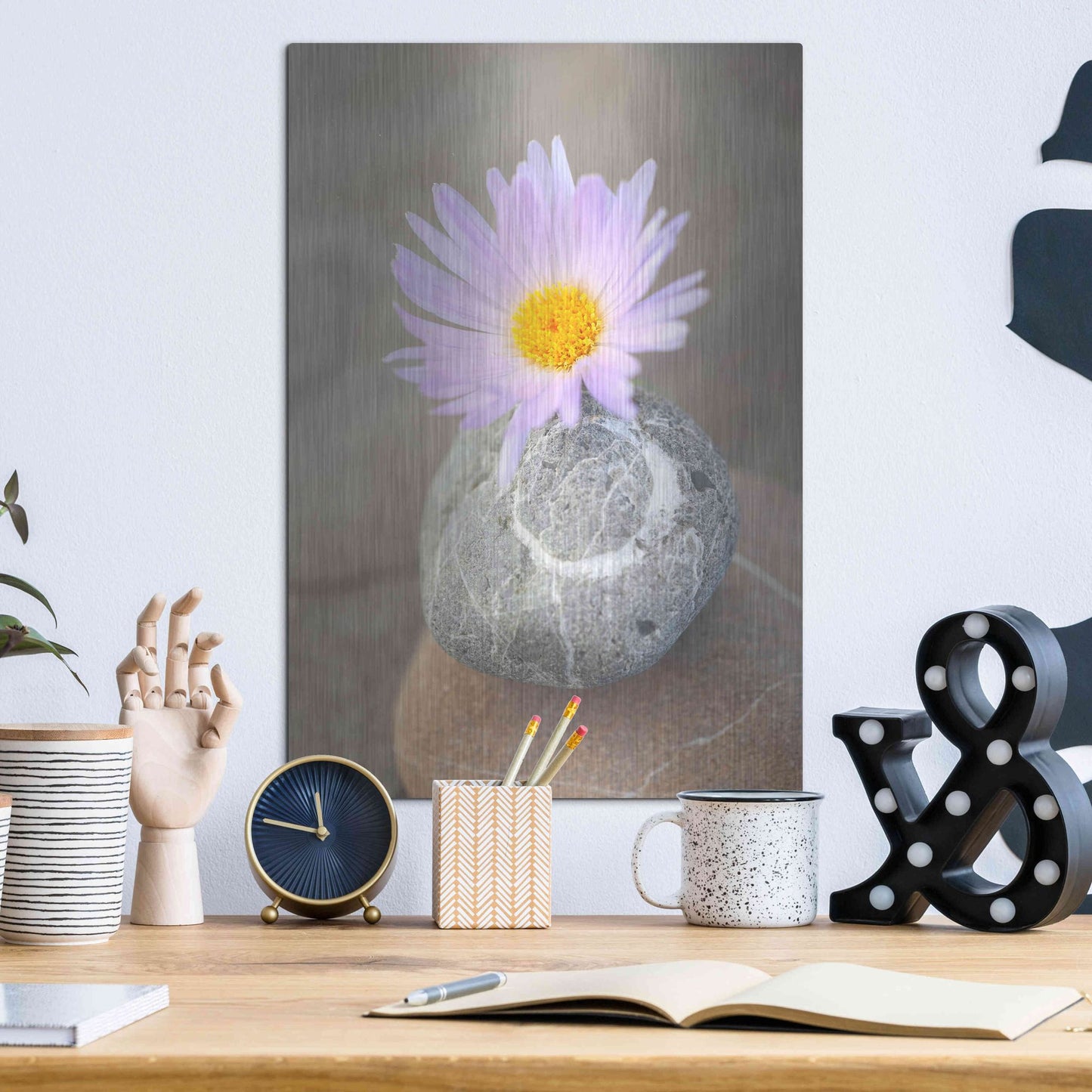 Luxe Metal Art 'Zen Flower Meditation' by Elena Ray, Metal Wall Art,12x16