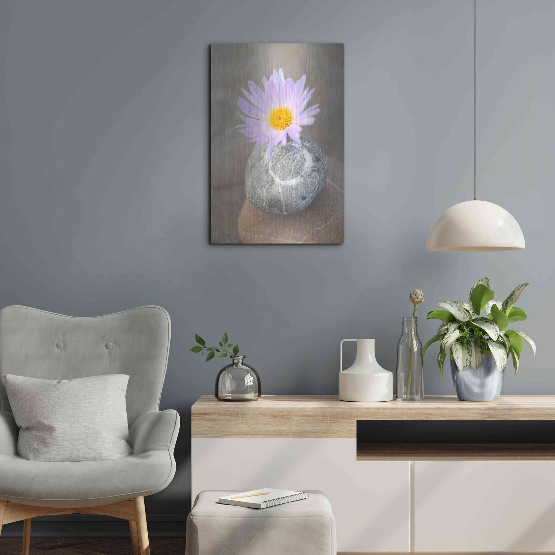 Luxe Metal Art 'Zen Flower Meditation' by Elena Ray, Metal Wall Art,16x24