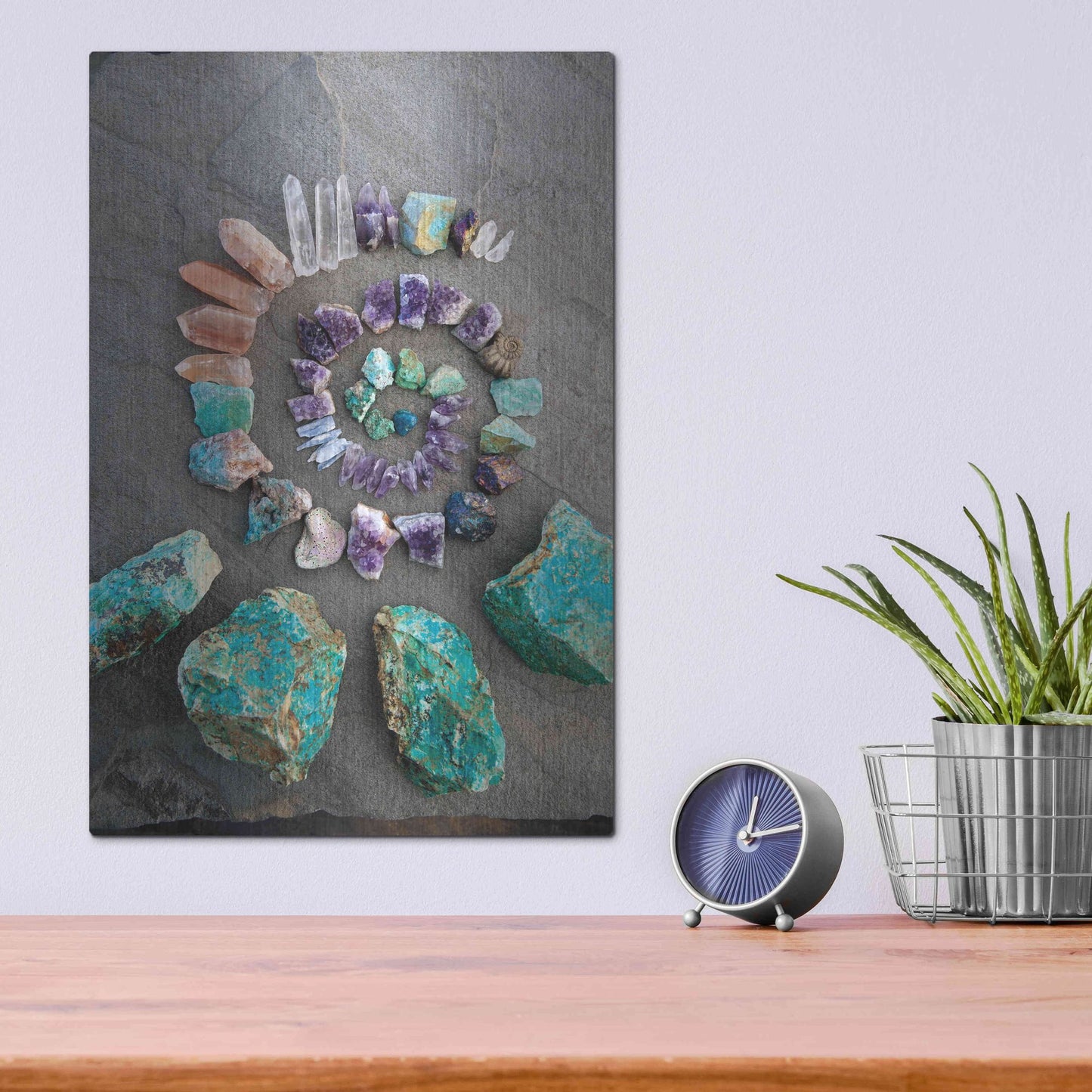 Luxe Metal Art 'Reiki Energy Crystal Spiral' by Elena Ray, Metal Wall Art,12x16