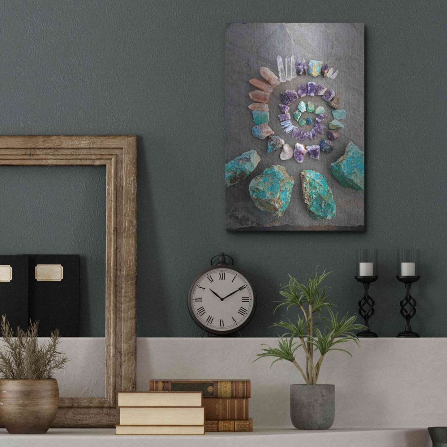 Luxe Metal Art 'Reiki Energy Crystal Spiral' by Elena Ray, Metal Wall Art,12x16