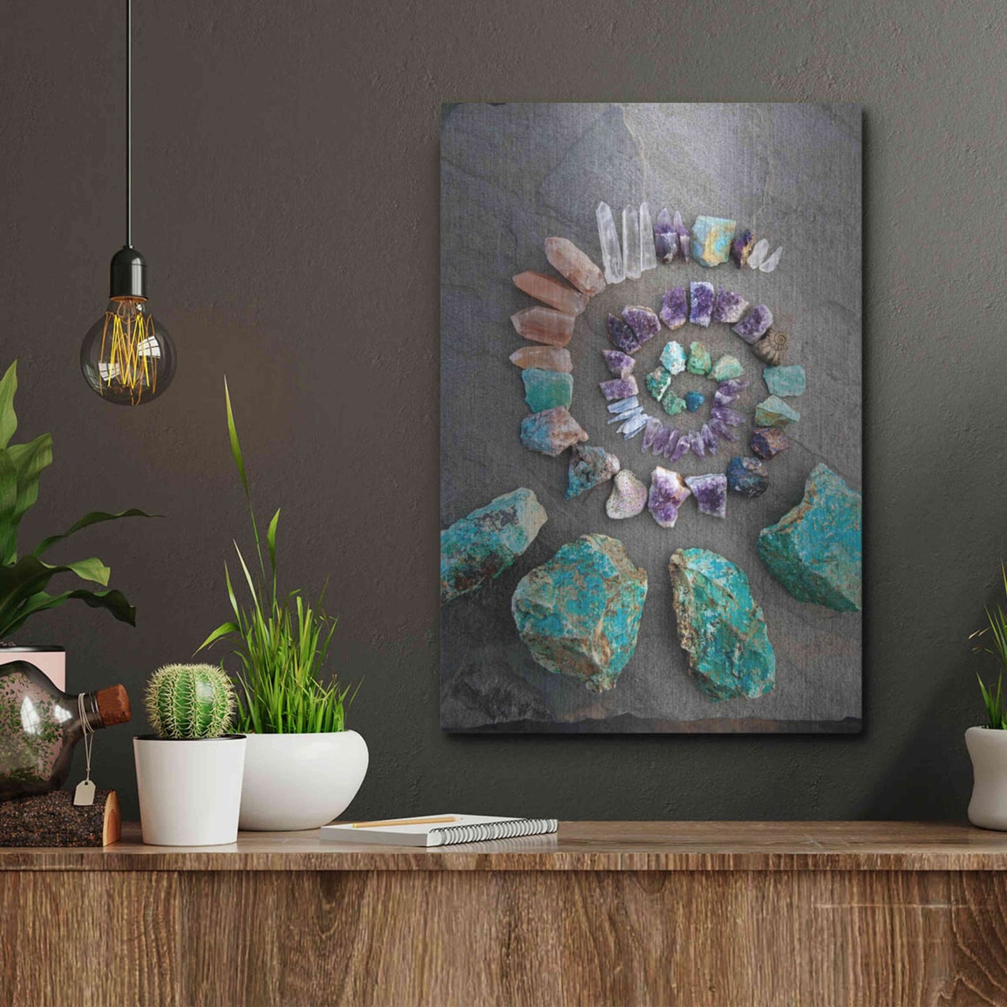 Luxe Metal Art 'Reiki Energy Crystal Spiral' by Elena Ray, Metal Wall Art,12x16