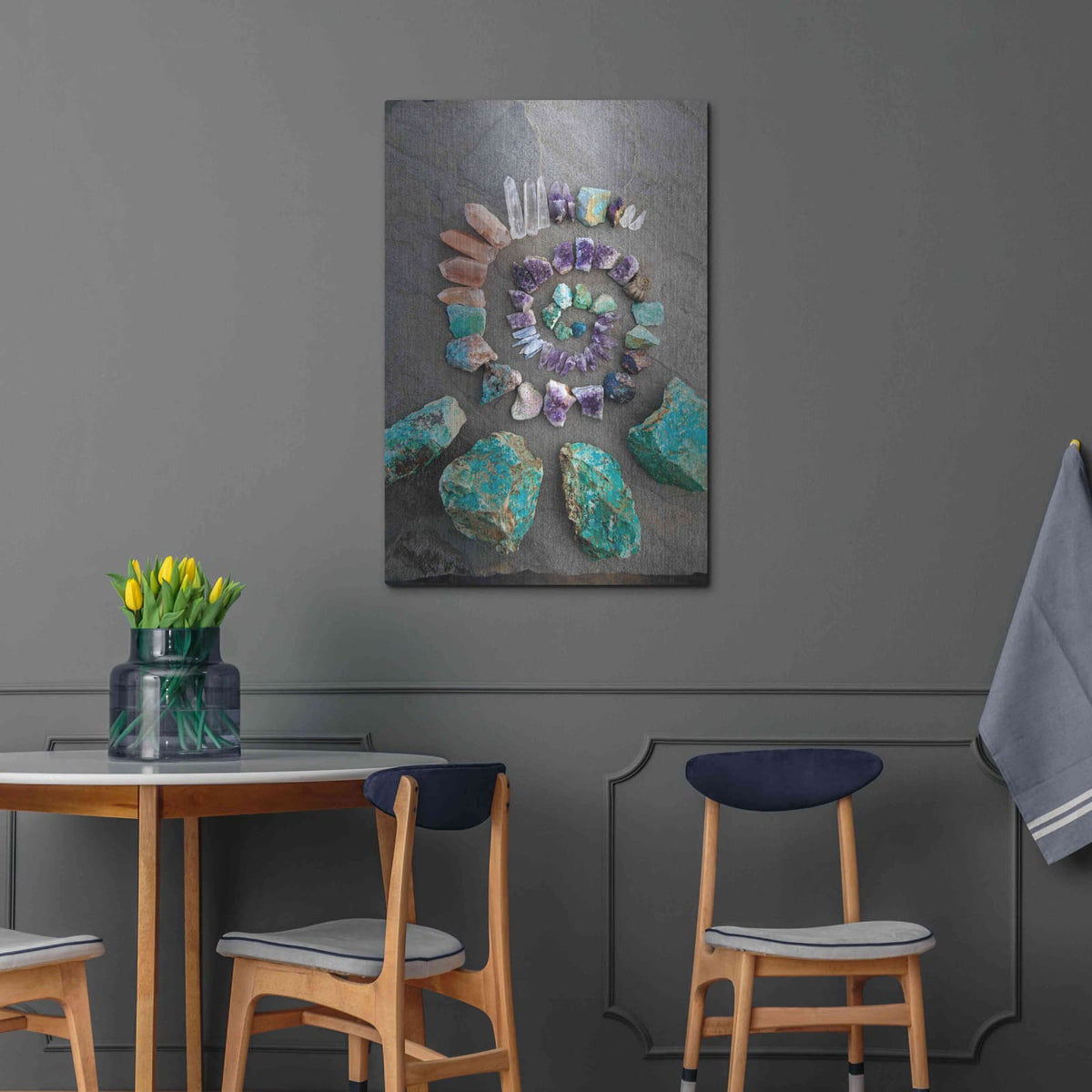 'Reiki Energy Crystal Spiral' by Elena Ray – Metal Wall Art, 24x36 room view