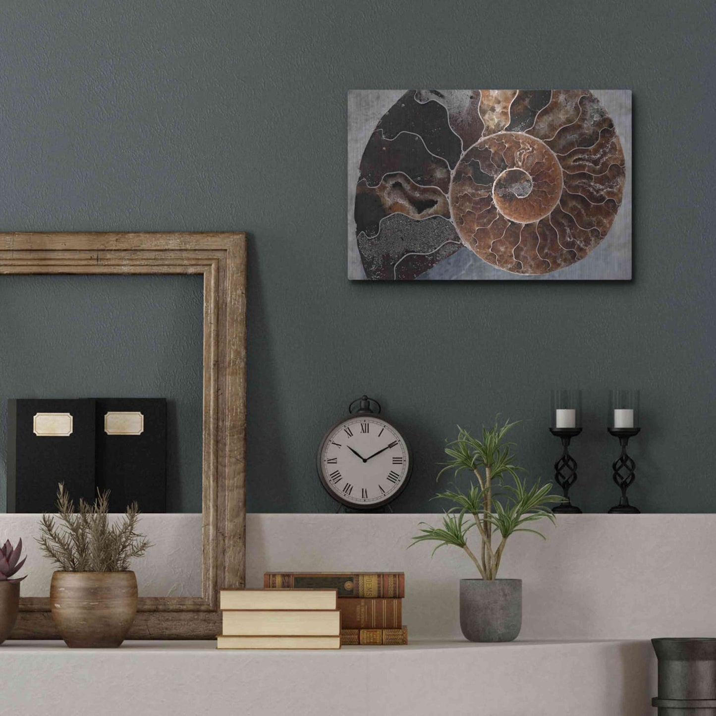 Luxe Metal Art 'Ammonite Spiral' by Elena Ray, Metal Wall Art,16x12