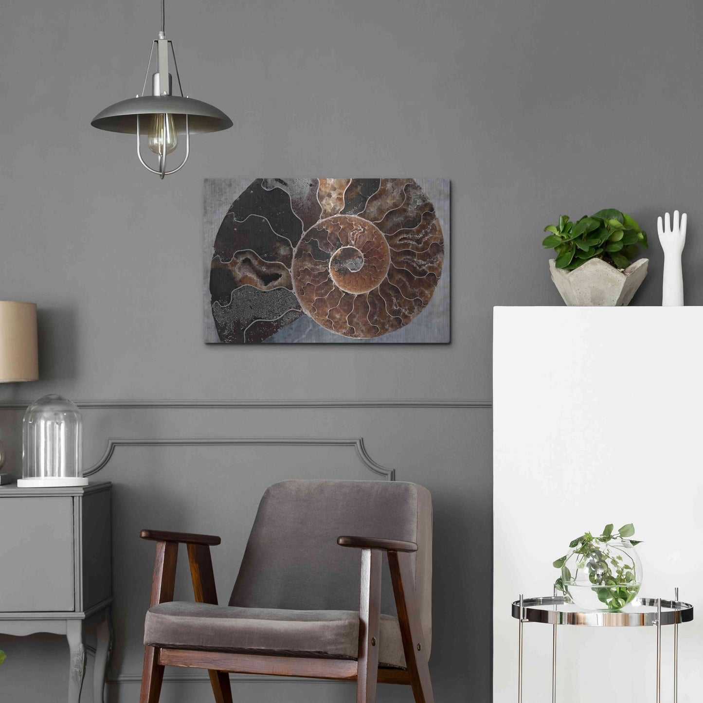 Luxe Metal Art 'Ammonite Spiral' by Elena Ray, Metal Wall Art,24x16