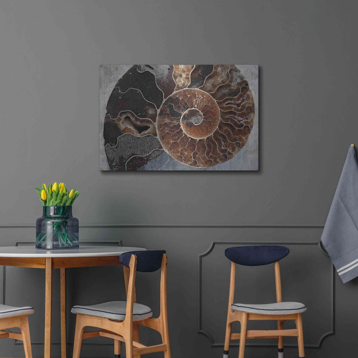 'Ammonite Spiral' by Elena Ray – Metal Wall Art, 36x24 room view