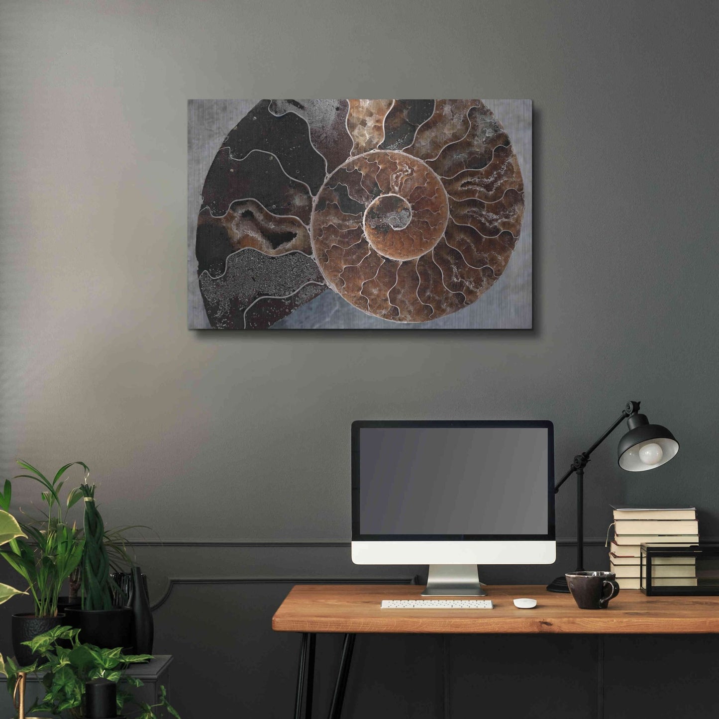 Luxe Metal Art 'Ammonite Spiral' by Elena Ray, Metal Wall Art,36x24