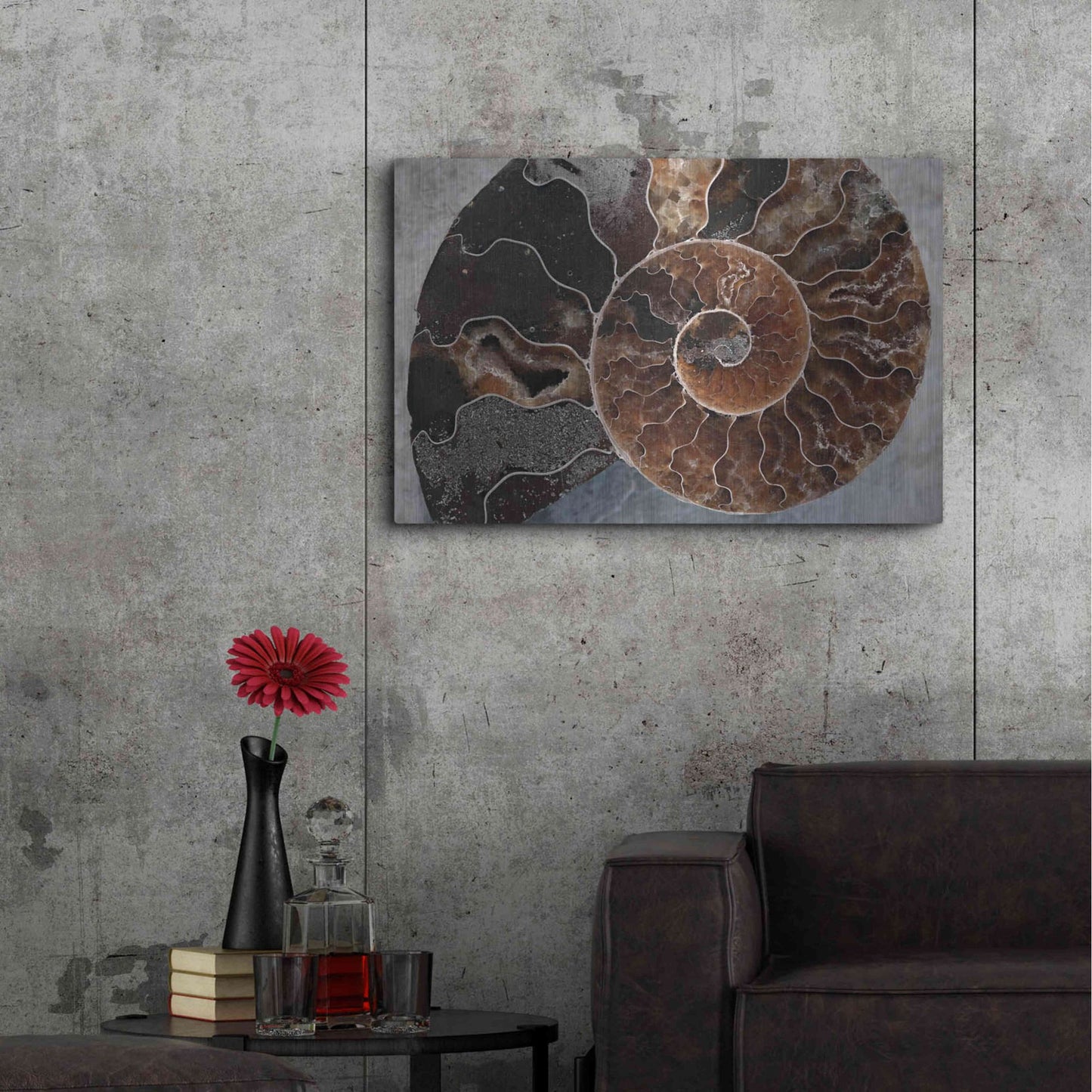 Luxe Metal Art 'Ammonite Spiral' by Elena Ray, Metal Wall Art,36x24