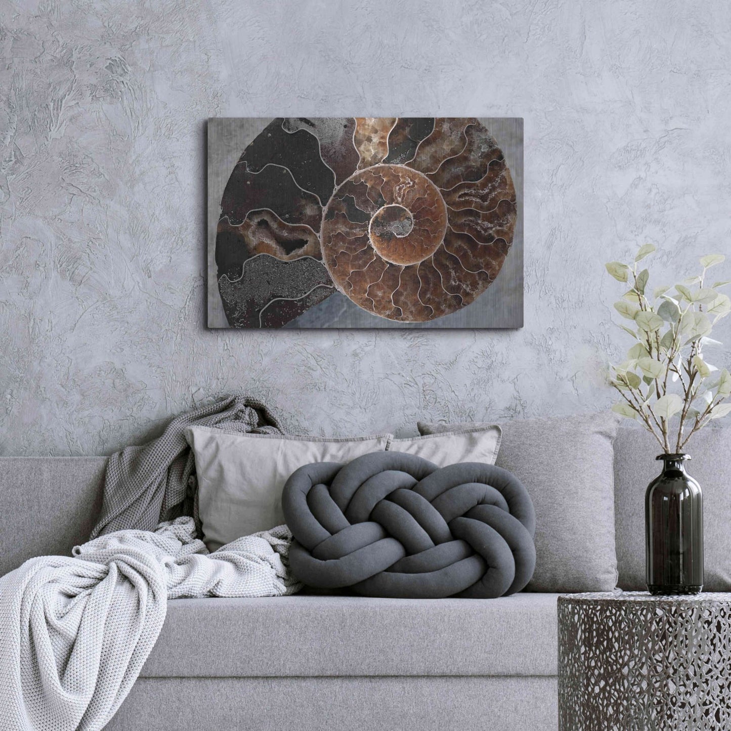 Luxe Metal Art 'Ammonite Spiral' by Elena Ray, Metal Wall Art,36x24