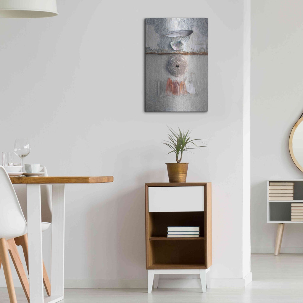 Luxe Metal Art 'Feather Ocean Earth Meditation' by Elena Ray, Metal Wall Art,16x24