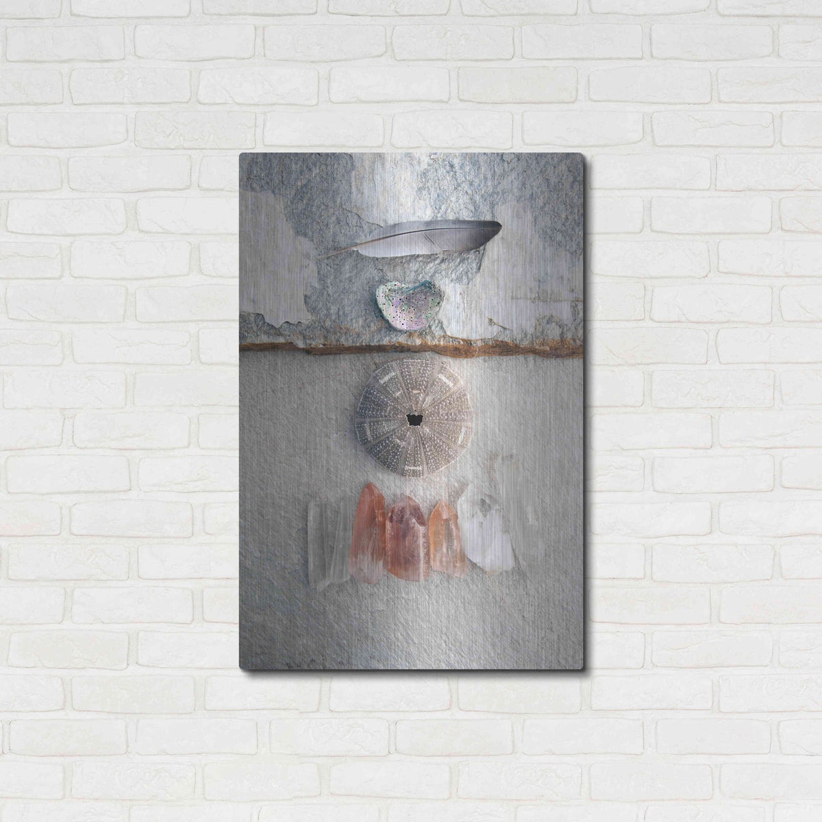 Luxe Metal Art 'Feather Ocean Earth Meditation' by Elena Ray, Metal Wall Art,24x36