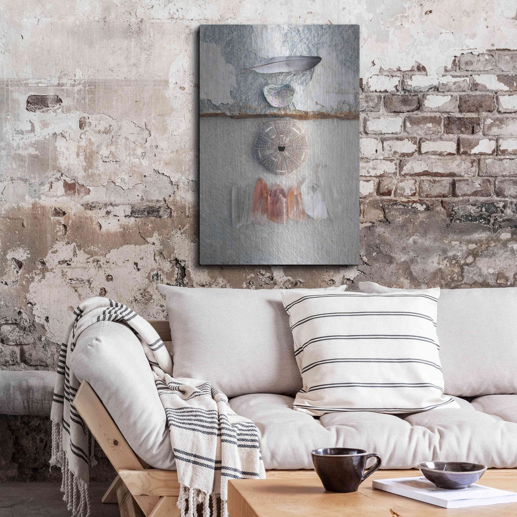 Luxe Metal Art 'Feather Ocean Earth Meditation' by Elena Ray, Metal Wall Art,24x36