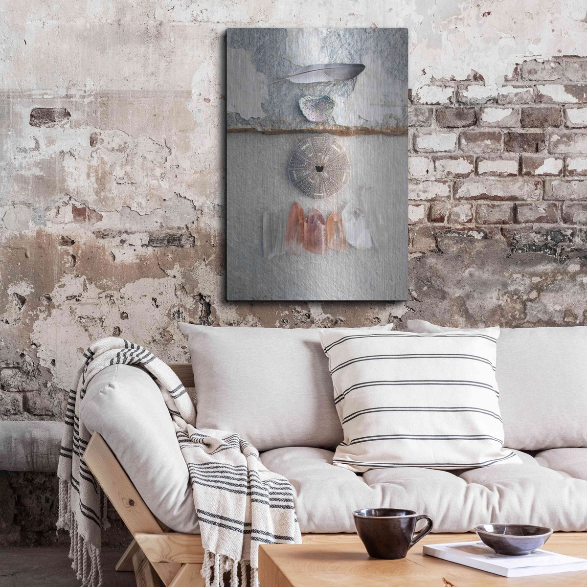 Luxe Metal Art 'Feather Ocean Earth Meditation' by Elena Ray, Metal Wall Art,24x36