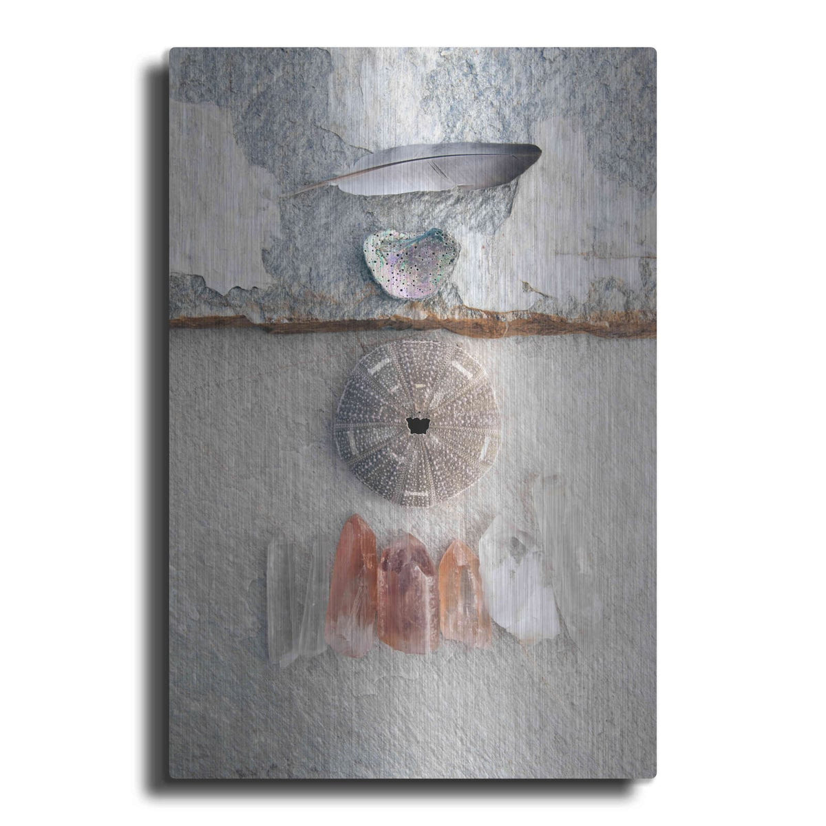 'Feather Ocean Earth Meditation' by Elena Ray – Metal Wall Art