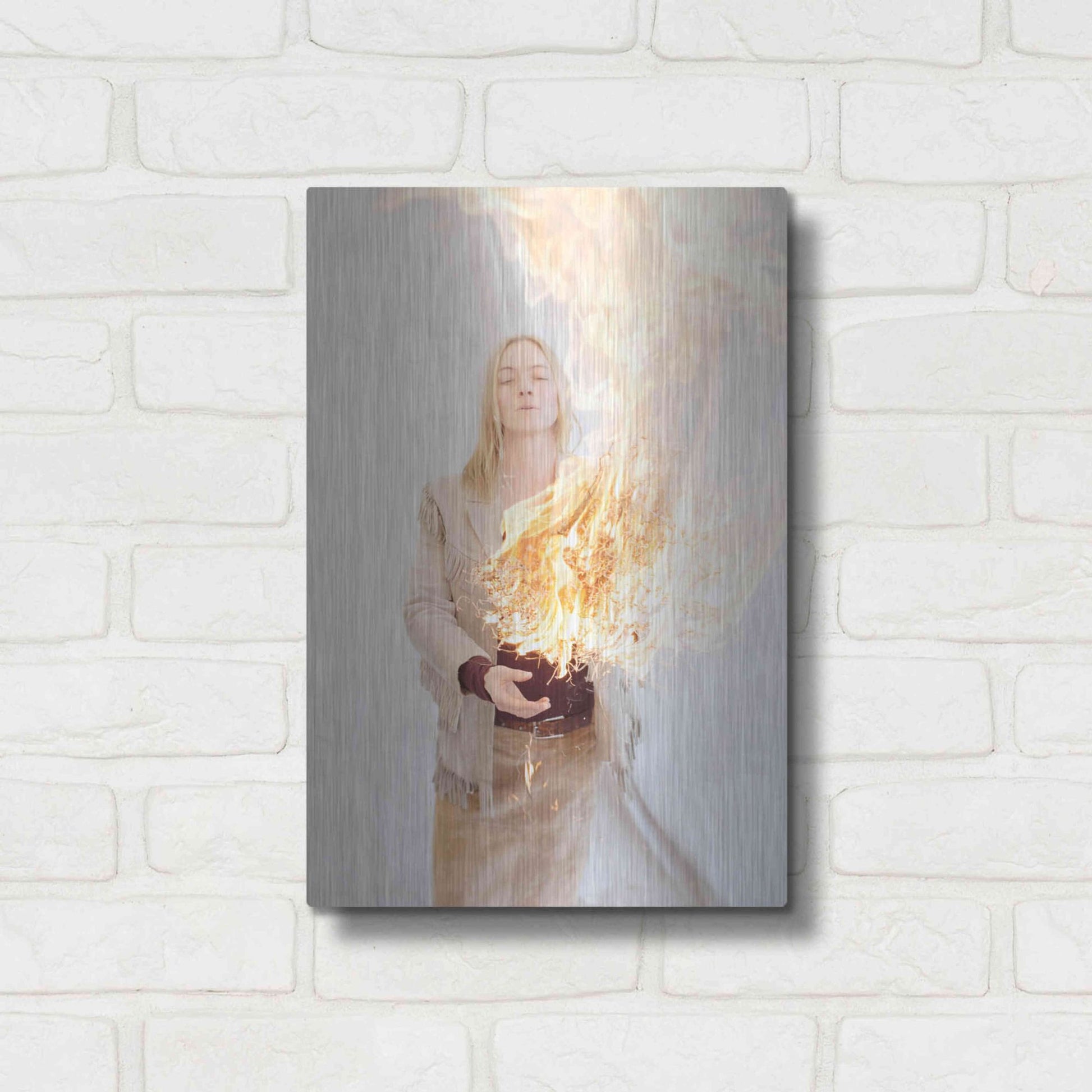 Luxe Metal Art 'The Presence of Fire' by Elena Ray, Metal Wall Art,12x16