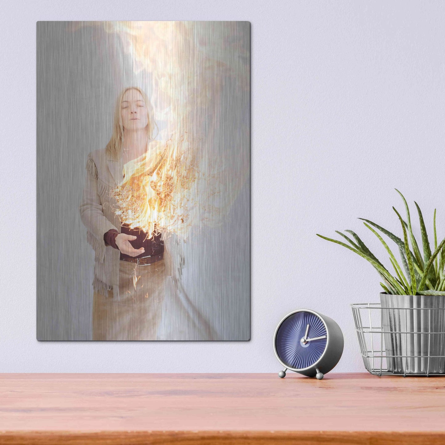 Luxe Metal Art 'The Presence of Fire' by Elena Ray, Metal Wall Art,12x16