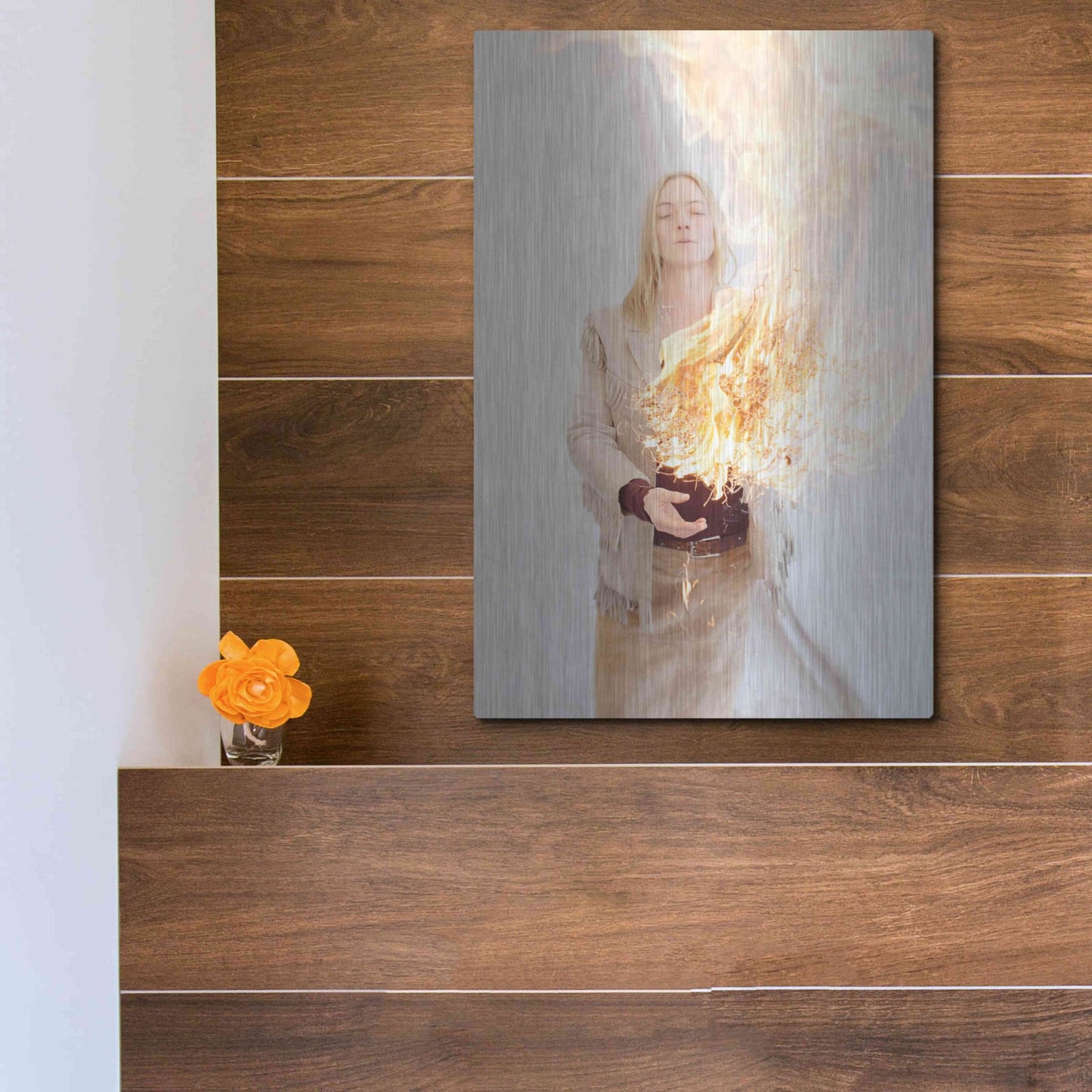 Luxe Metal Art 'The Presence of Fire' by Elena Ray, Metal Wall Art,12x16