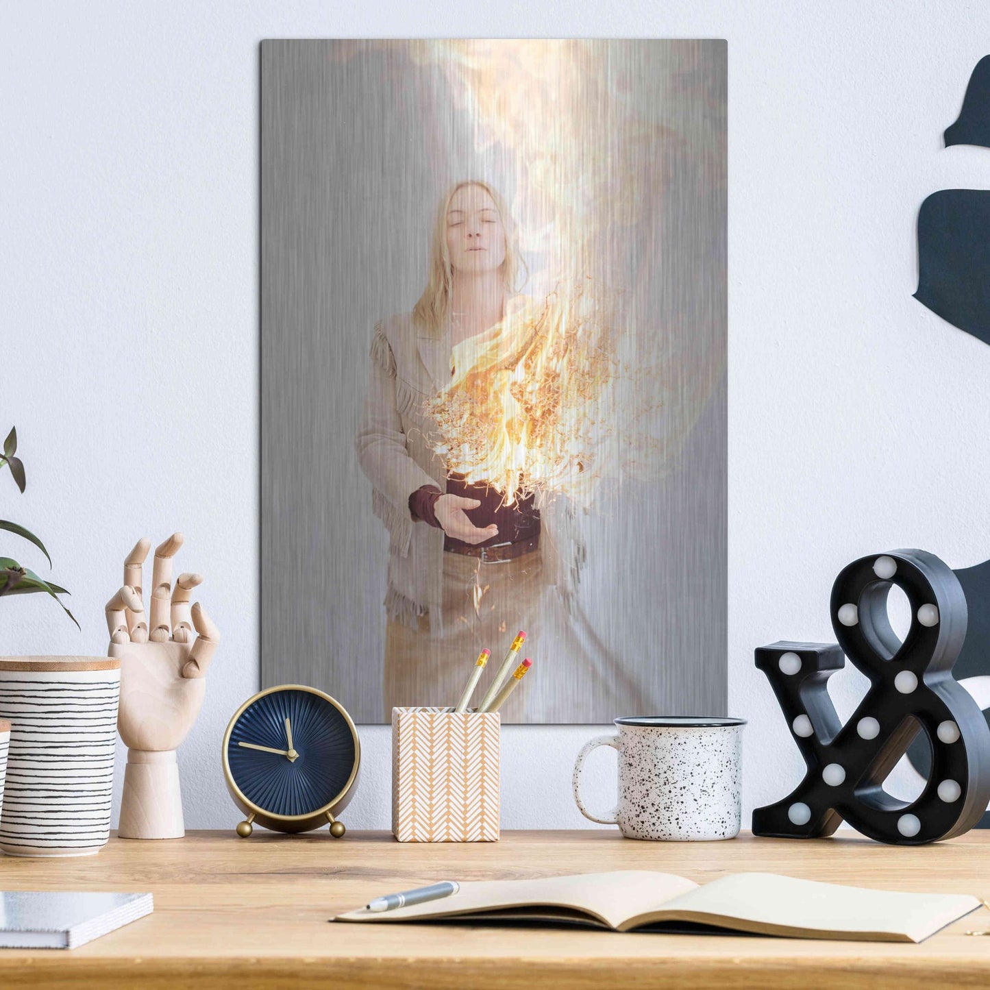 Luxe Metal Art 'The Presence of Fire' by Elena Ray, Metal Wall Art,12x16