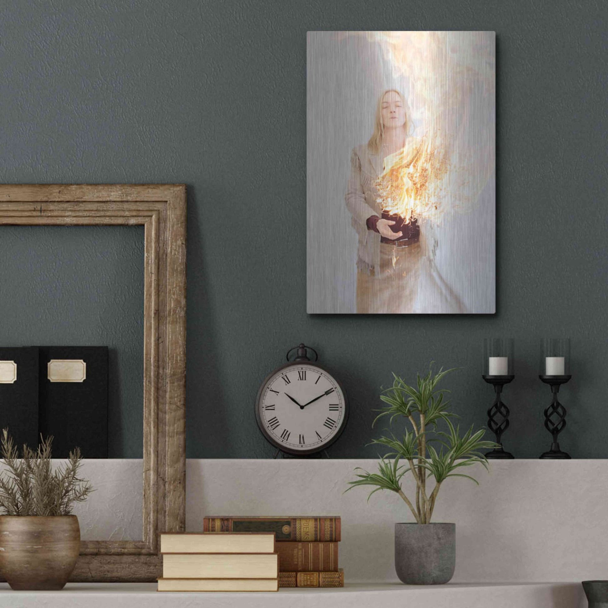 Luxe Metal Art 'The Presence of Fire' by Elena Ray, Metal Wall Art,12x16