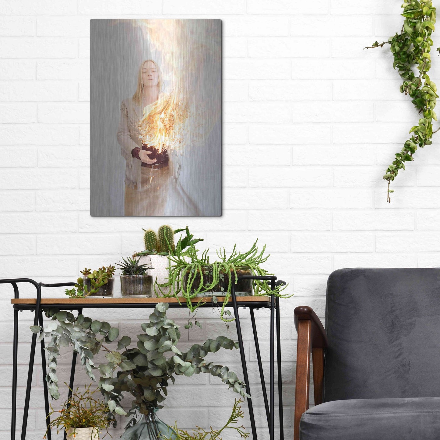 Luxe Metal Art 'The Presence of Fire' by Elena Ray, Metal Wall Art,12x16