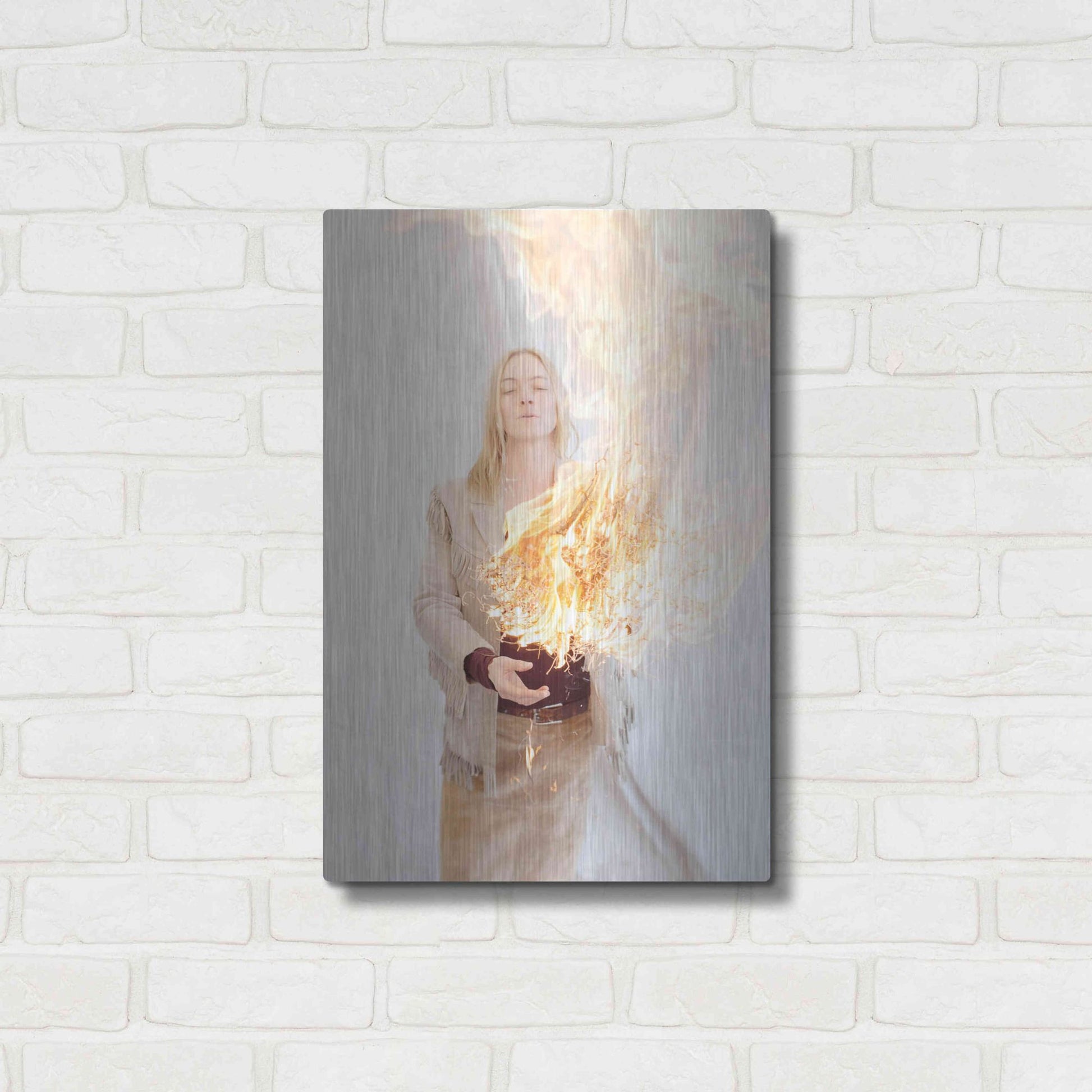 Luxe Metal Art 'The Presence of Fire' by Elena Ray, Metal Wall Art,16x24