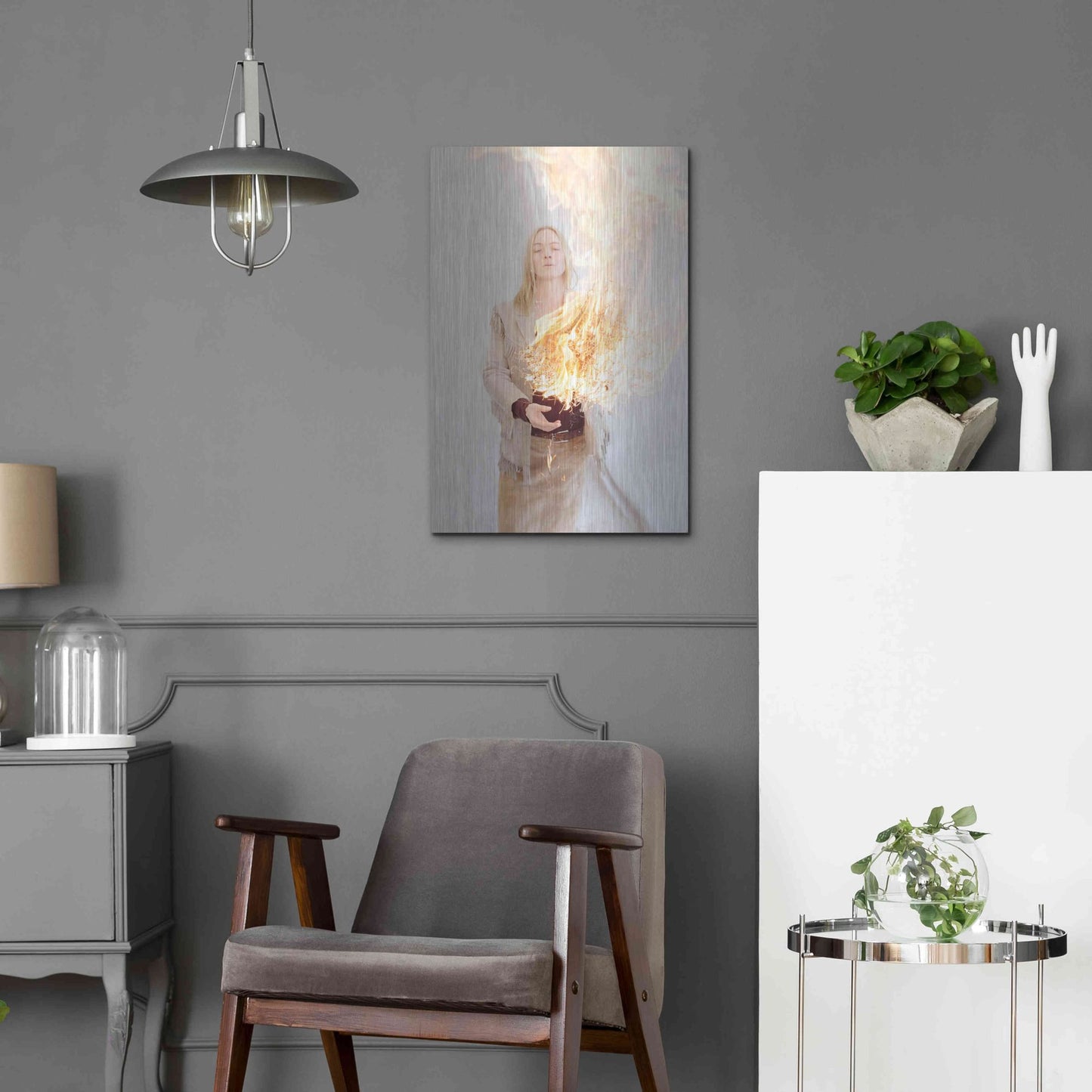 Luxe Metal Art 'The Presence of Fire' by Elena Ray, Metal Wall Art,16x24