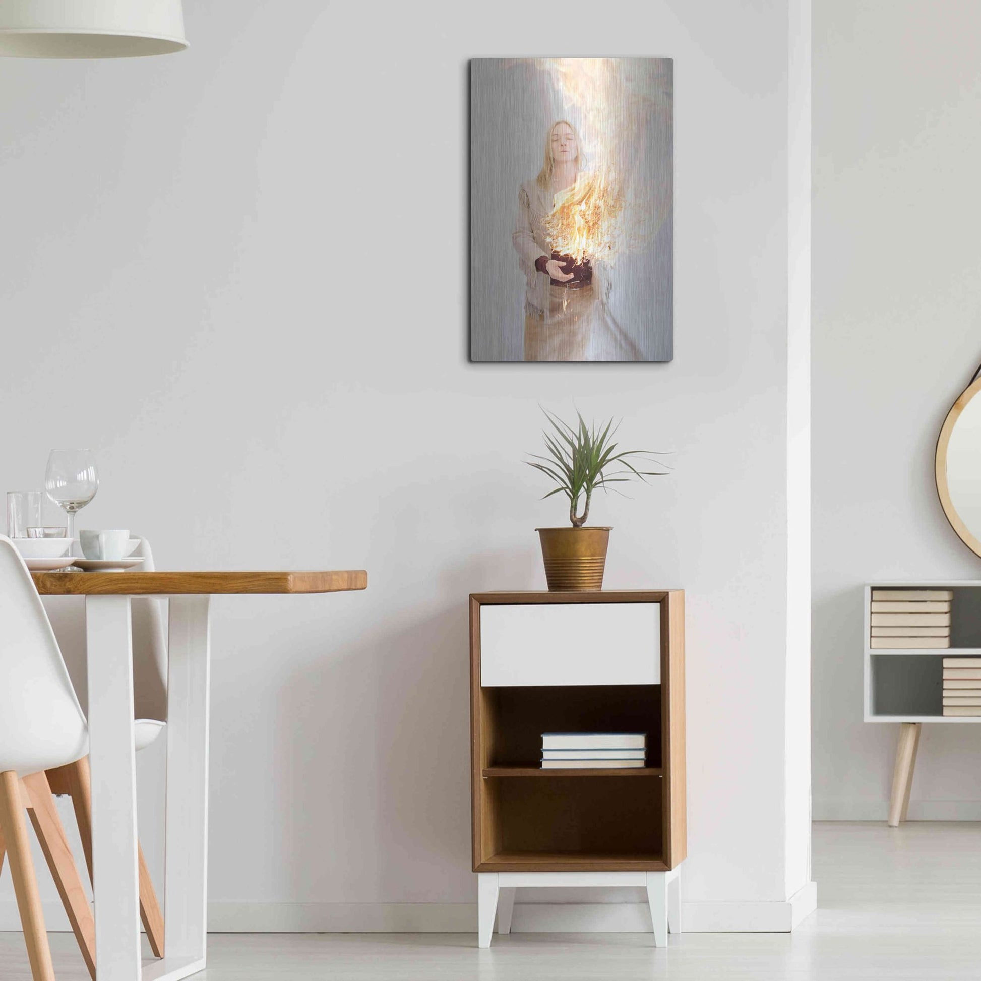 Luxe Metal Art 'The Presence of Fire' by Elena Ray, Metal Wall Art,16x24