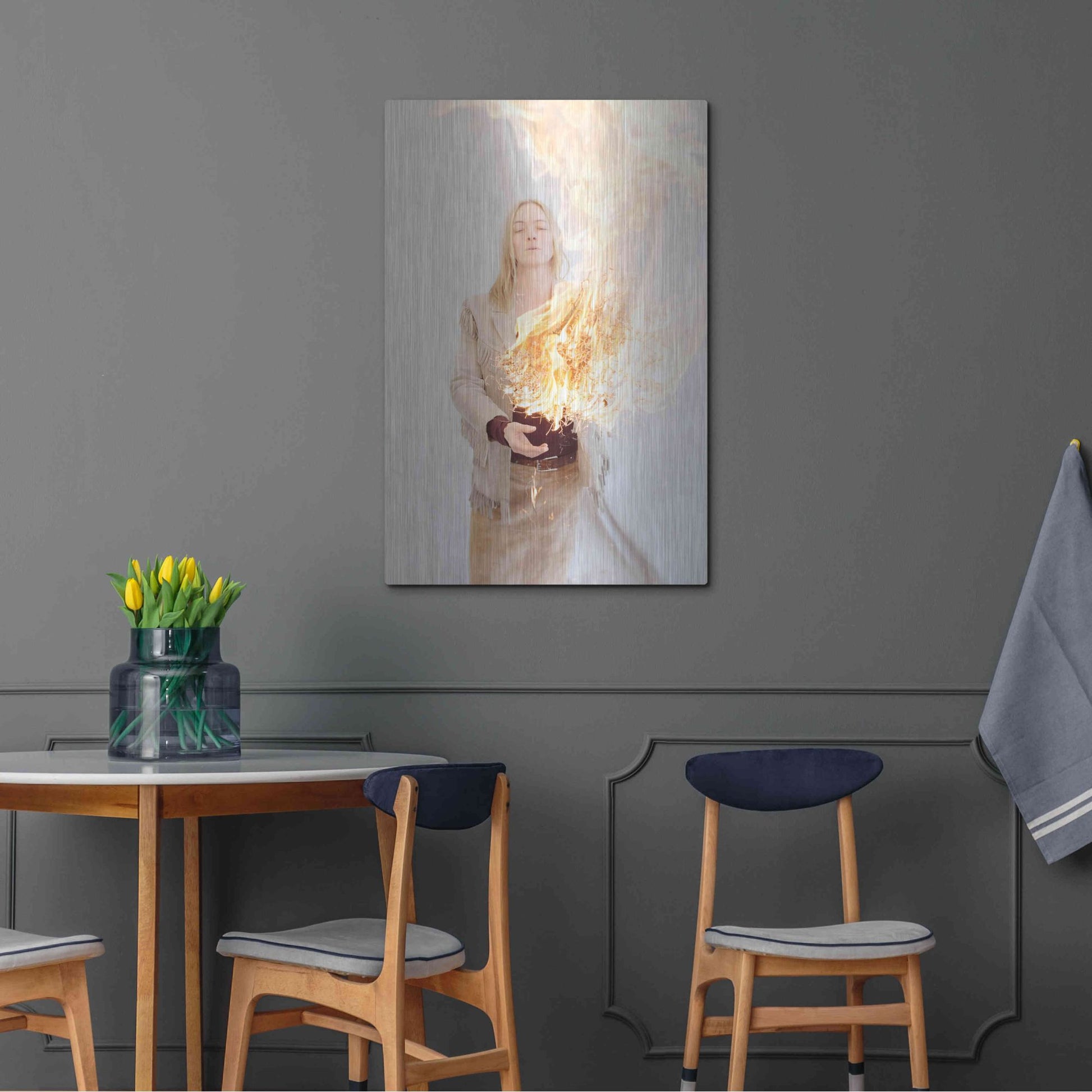 Luxe Metal Art 'The Presence of Fire' by Elena Ray, Metal Wall Art,24x36