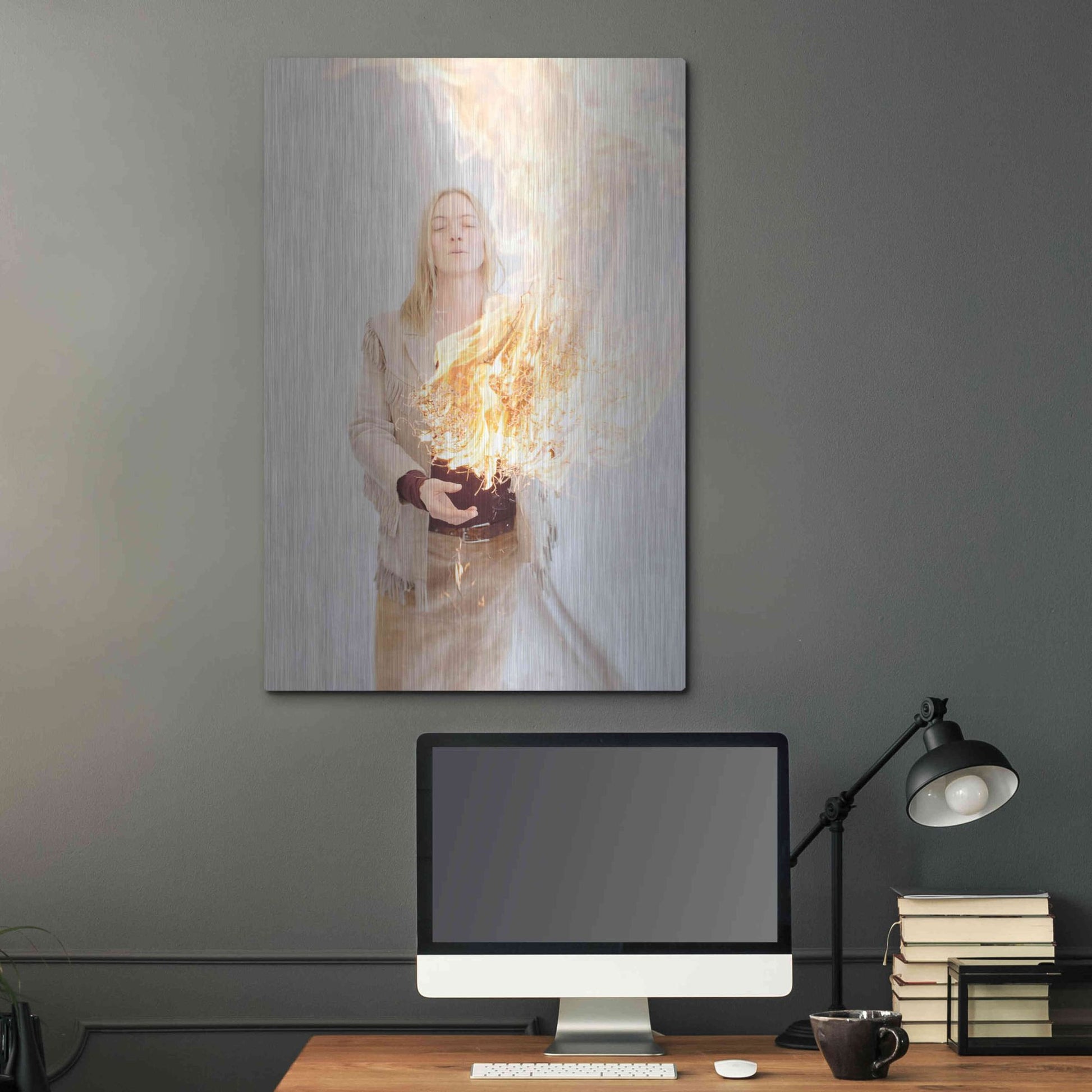 Luxe Metal Art 'The Presence of Fire' by Elena Ray, Metal Wall Art,24x36