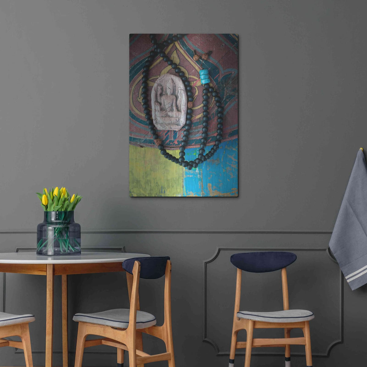 'Mala Beads Yogi' by Elena Ray – Metal Wall Art, 24x36 room view