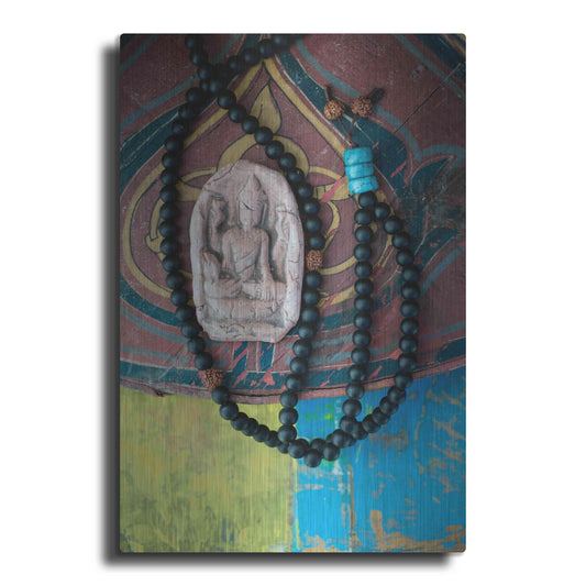 Luxe Metal Art 'Mala Beads Yogi' by Elena Ray, Metal Wall Art