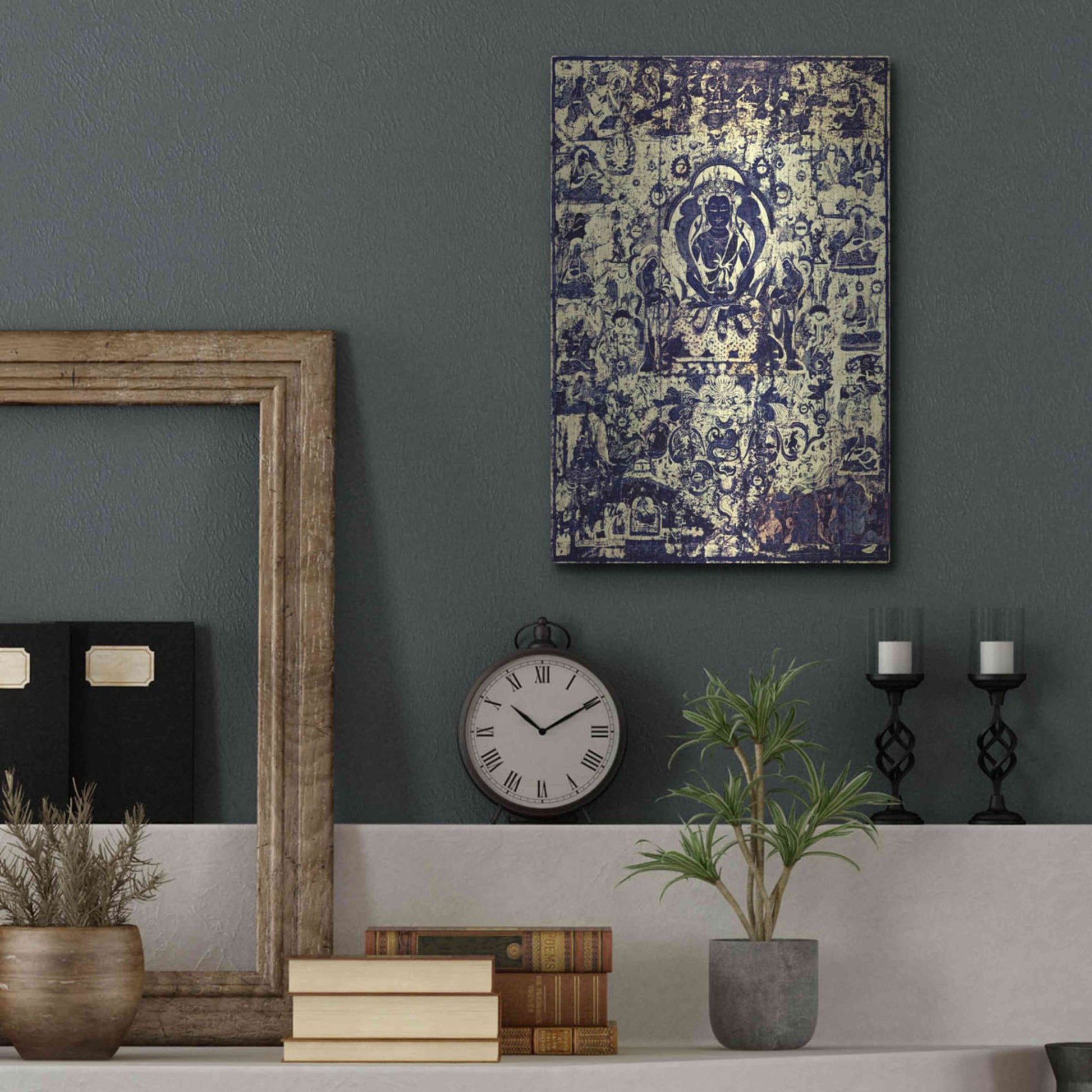 Luxe Metal Art 'Buddha Grunge Mandala Remix' by Elena Ray, Metal Wall Art,12x16