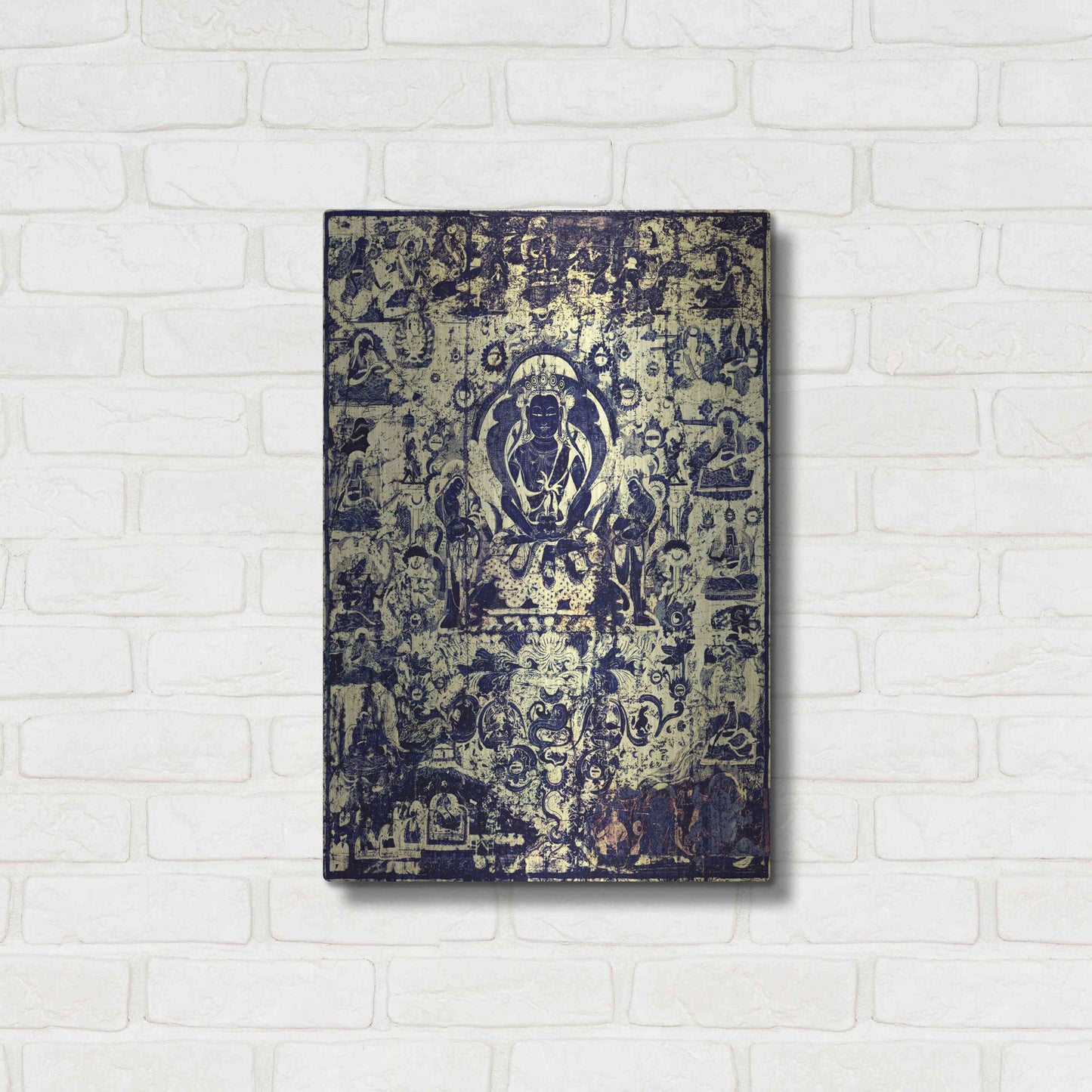 Luxe Metal Art 'Buddha Grunge Mandala Remix' by Elena Ray, Metal Wall Art,16x24