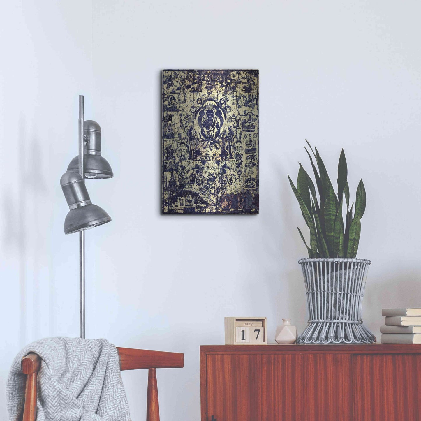 Luxe Metal Art 'Buddha Grunge Mandala Remix' by Elena Ray, Metal Wall Art,16x24